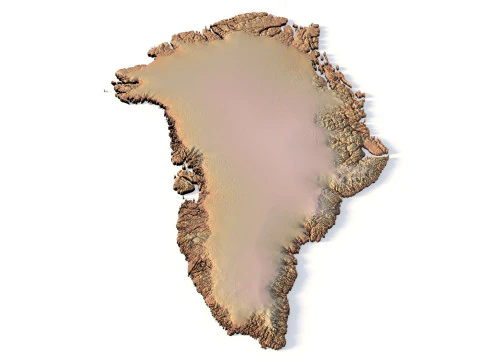 Greenland Topographic Map for 3D Printing CNC Carving 3D Print Model