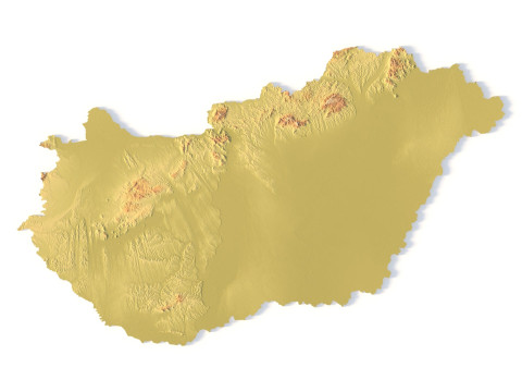 Mappa topografica dell'Ungheria per la stampa 3D di intaglio CNC Modello di stampa 3D