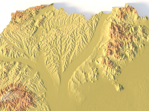 Mappa topografica dell'Ungheria per la stampa 3D di intaglio CNC Modello di stampa 3D