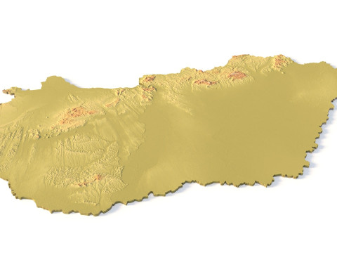 Mappa topografica dell'Ungheria per la stampa 3D di intaglio CNC Modello di stampa 3D