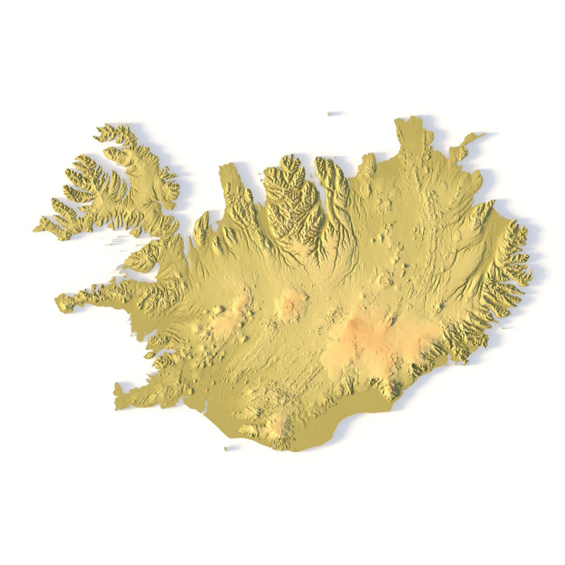 Mappa topografica dell'Islanda per la stampa 3D di intaglio CNC Modello di stampa 3D .c4d .max .obj .3ds .fbx .stl .blend