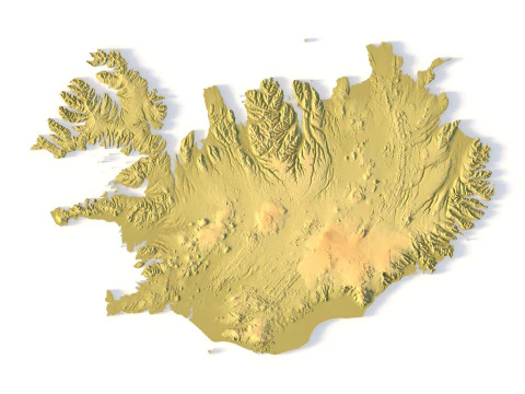 Topografische Karte von Island f&uuml;r 3D-Druck, CNC-Schnitzerei 3D Druckmodell