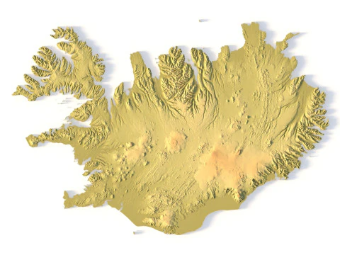Iceland Topographic Map for 3D Printing CNC Carving 3D Print Model