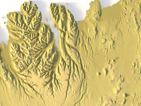 Mappa topografica dell'Islanda per la stampa 3D di intaglio CNC Modello di stampa 3D