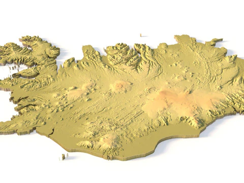Iceland Topographic Map for 3D Printing CNC Carving 3D Print Model