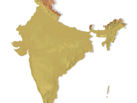 Mappa topografica dell'India per la stampa 3D di intaglio CNC Modello di stampa 3D