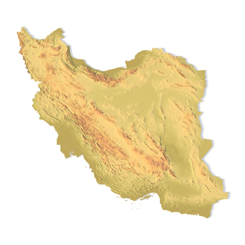 Peta Topografi Iran untuk Pencetakan 3D Ukiran CNC Model Cetak 3D .c4d .max .obj .3ds .fbx .stl .blend