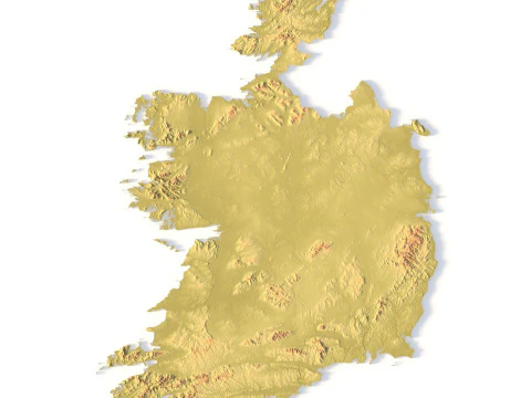 Mapa topogr&aacute;fico de Irlanda para tallado CNC con impresi&oacute;n 3D Modelo de impresión 3D