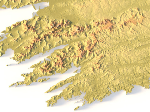 Mappa topografica dell'Irlanda per la stampa 3D di intaglio CNC Modello di stampa 3D