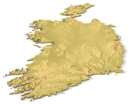 Mappa topografica dell'Irlanda per la stampa 3D di intaglio CNC Modello di stampa 3D