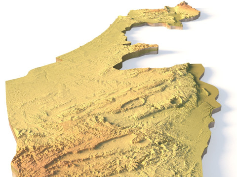 Mappa topografica di Israele per la stampa 3D di intaglio CNC Modello di stampa 3D