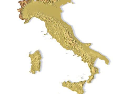 Topografische Karte von Italien f&uuml;r 3D-Druck, CNC-Schnitzerei 3D Druckmodell