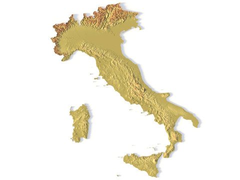 Mappa topografica dell'Italia per la stampa 3D Intaglio CNC Modello di stampa 3D