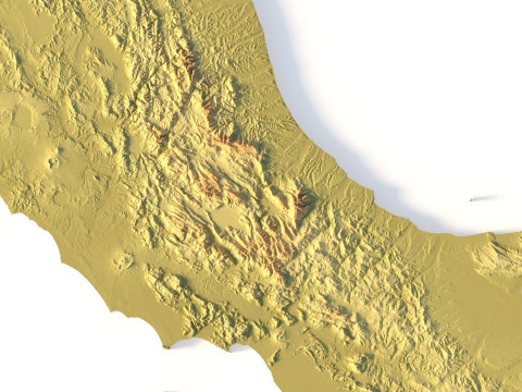 Mappa topografica dell'Italia per la stampa 3D Intaglio CNC Modello di stampa 3D