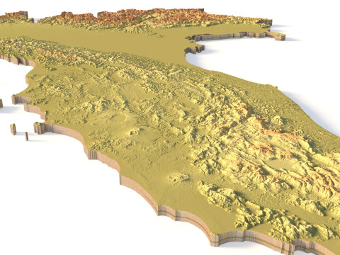 Mappa topografica dell'Italia per la stampa 3D Intaglio CNC Modello di stampa 3D