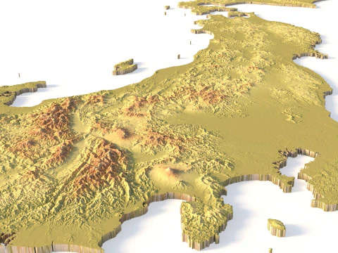 Japan Topographic Map for 3D Printing CNC Carving 3D Print Model