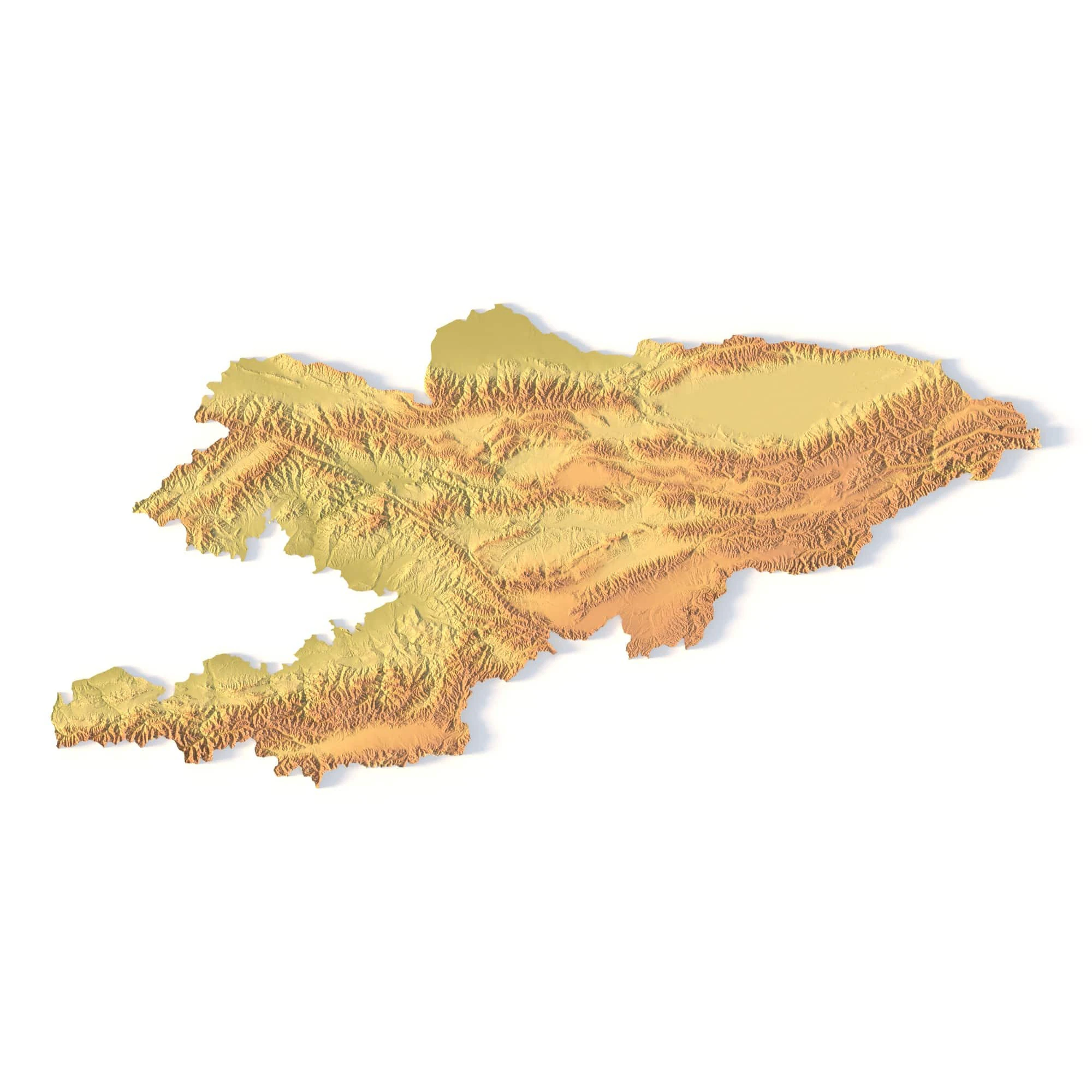 Kyrgyzstan Topographic Map for 3D Printing CNC Carving 3D Print Model .c4d .max .obj .3ds .fbx .stl .blend