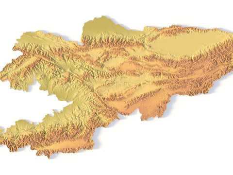 Kyrgyzstan Topographic Map for 3D Printing CNC Carving 3D Print Model