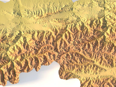 Kyrgyzstan Topographic Map for 3D Printing CNC Carving 3D Print Model