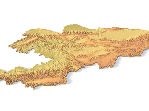 Kyrgyzstan Topographic Map for 3D Printing CNC Carving 3D Print Model