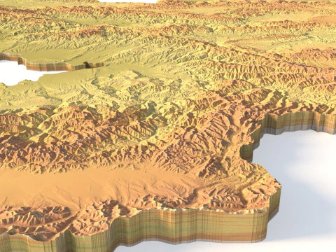 Kyrgyzstan Topographic Map for 3D Printing CNC Carving 3D Print Model