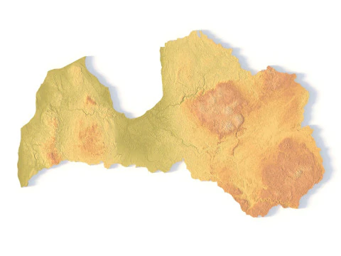 Lettland Topografische Karte f&uuml;r 3D-Druck CNC-Schnitzerei 3D Druckmodell