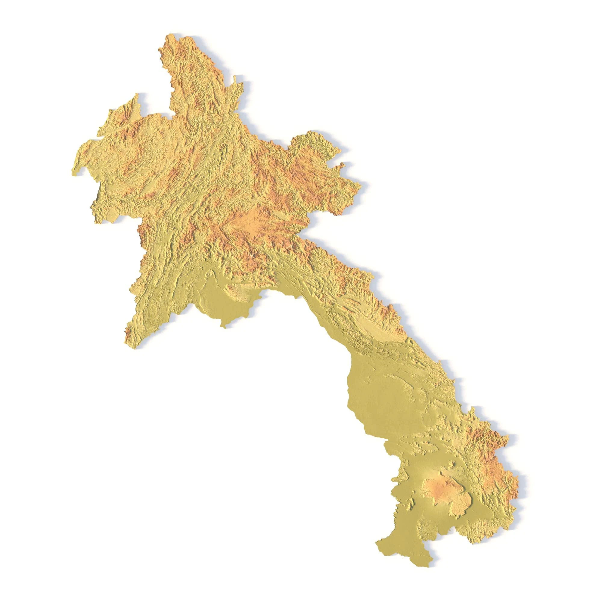 Laos Topographic Map for 3D Printing CNC Carving 3D Print Model .c4d .max .obj .3ds .fbx .stl .blend