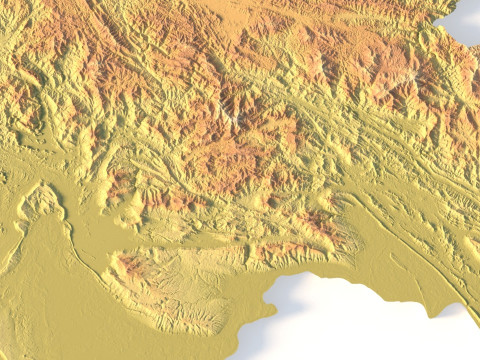Peta Topografi Laos untuk Pencetakan 3D Ukiran CNC Model Cetak 3D