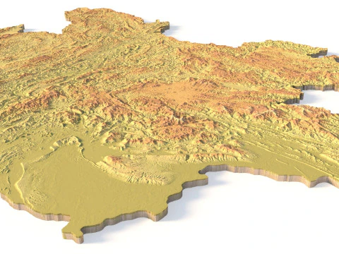 Laos Topographic Map for 3D Printing CNC Carving 3D Print Model