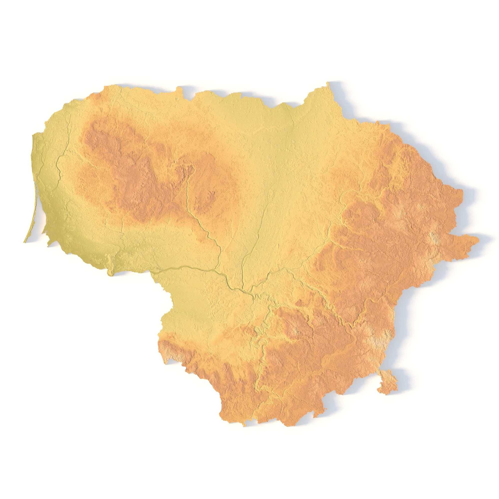 Lithuania Topographic Map for 3D Printing CNC Carving 3D Print Model .c4d .max .obj .3ds .fbx .stl .blend 