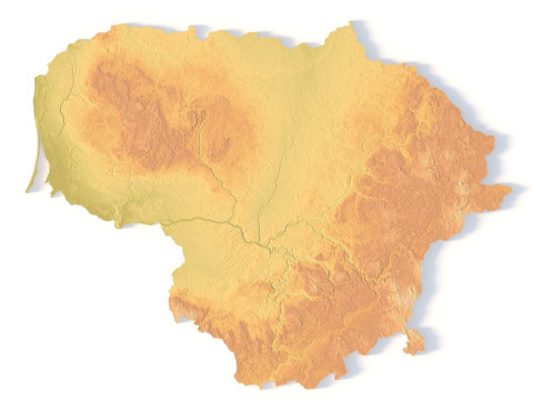 Mappa topografica della Lituania per la stampa 3D di intaglio CNC Modello di stampa 3D