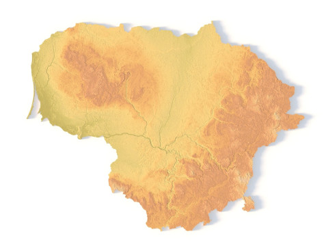 Peta Topografi Lituania untuk Pencetakan 3D Ukiran CNC Model Cetak 3D