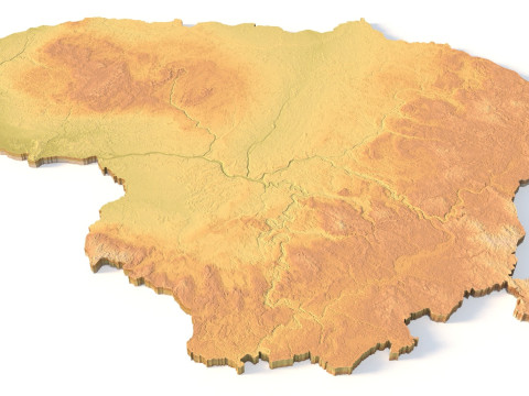 Peta Topografi Lituania untuk Pencetakan 3D Ukiran CNC Model Cetak 3D