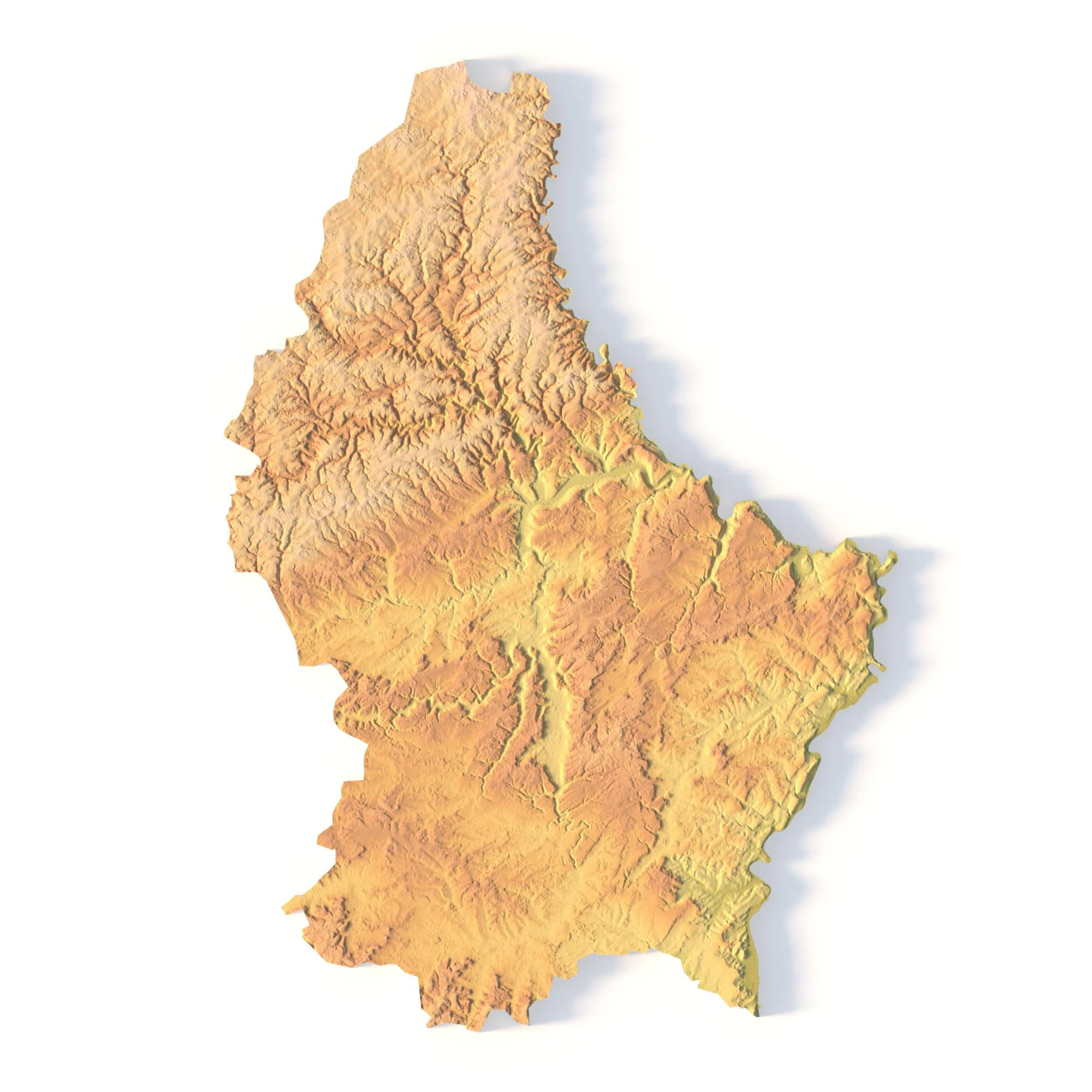 Luxembourg Topographic Map for 3D Printing CNC Carving 3D Print Model .c4d .max .obj .3ds .fbx .stl .blend