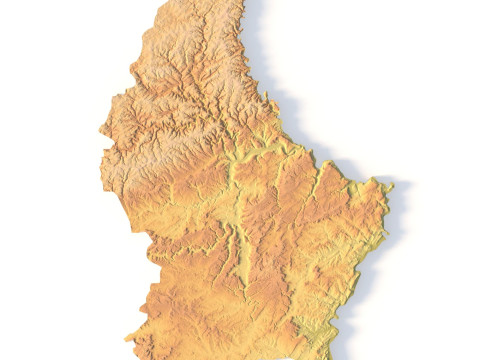 Mappa topografica del Lussemburgo per la stampa 3D di intaglio CNC Modello di stampa 3D
