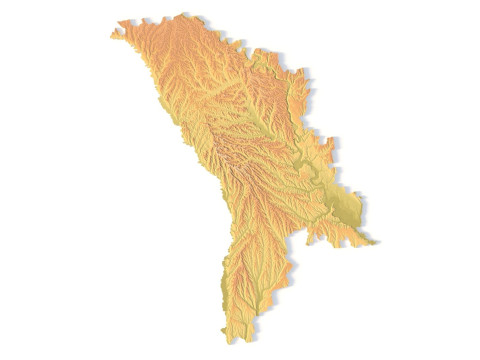 Mappa topografica della Moldavia per la stampa 3D di intaglio CNC Modello di stampa 3D