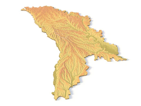 Moldova Topographic Map for 3D Printing CNC Carving 3D Print Model