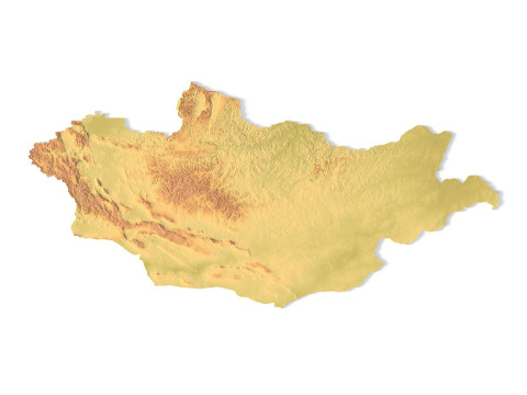 3डी प्रिंटिंग सीएनसी नक्काशी के लिए मंगोलिया स्थलाकृतिक मानचित्र 3D प्रिंट मॉडल