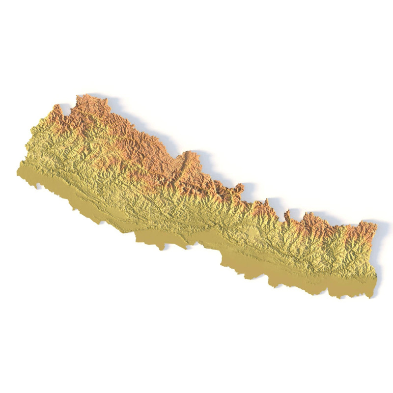 Peta Topografi Nepal untuk Pencetakan 3D Ukiran CNC Model Cetak 3D .c4d .max .obj .3ds .fbx .stl .blend