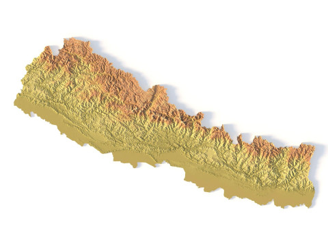 Mappa topografica del Nepal per la stampa 3D e l'intaglio CNC Modello di stampa 3D