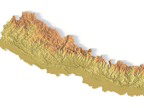 Peta Topografi Nepal untuk Pencetakan 3D Ukiran CNC Model Cetak 3D