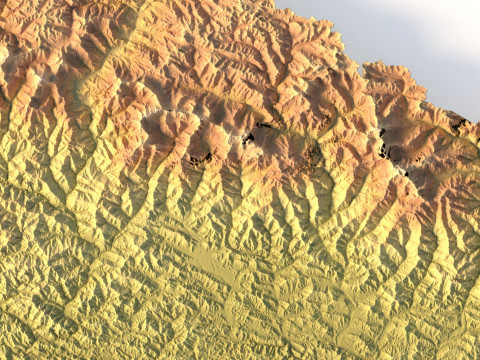 Peta Topografi Nepal untuk Pencetakan 3D Ukiran CNC Model Cetak 3D