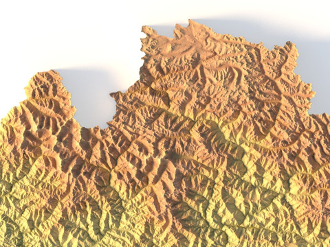 Peta Topografi Nepal untuk Pencetakan 3D Ukiran CNC Model Cetak 3D