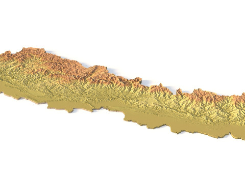 Peta Topografi Nepal untuk Pencetakan 3D Ukiran CNC Model Cetak 3D
