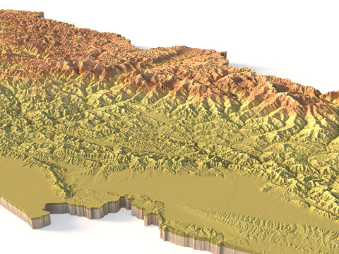 Peta Topografi Nepal untuk Pencetakan 3D Ukiran CNC Model Cetak 3D
