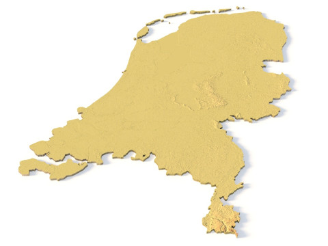 Mappa topografica dei Paesi Bassi per la stampa 3D di intaglio CNC Modello di stampa 3D