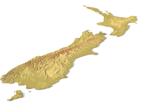 Topographic map New Zealand STL model 3D Print Model