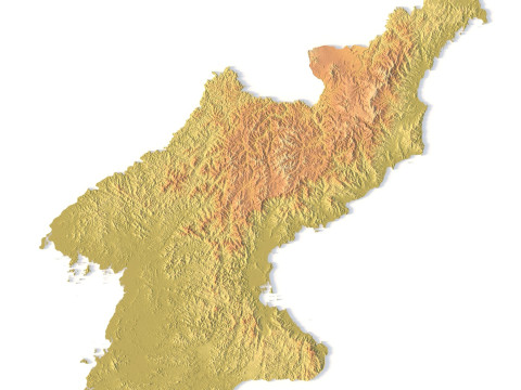 Mappa topografica della Corea del Nord per la stampa 3D di intaglio CNC Modello di stampa 3D