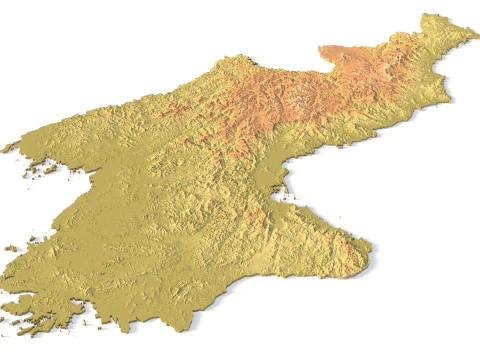 Топографическая карта Северной Кореи для 3D-печати с резьбой на станке с ЧПУ 3D Принт Модель