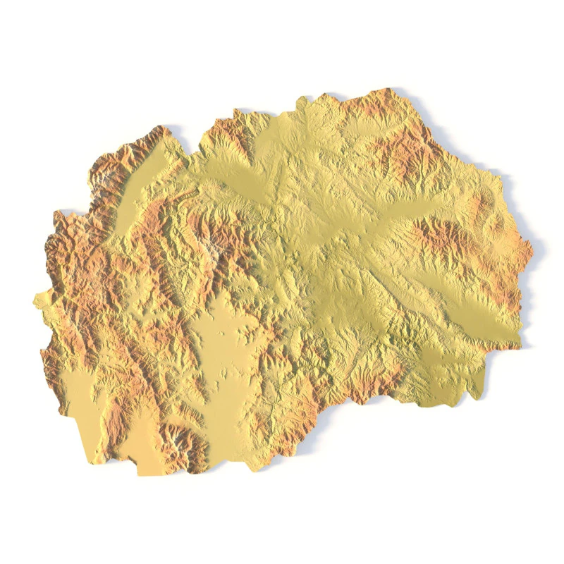 Топографическая карта Северной Македонии для 3D-печати, резьба с ЧПУ 3D Принт Модель .c4d .max .obj .3ds .fbx .stl .blend 